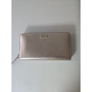 Kate Spade Rose Gold Newbury Lane WLRU1498 S338 Zip Around Leather Wallet